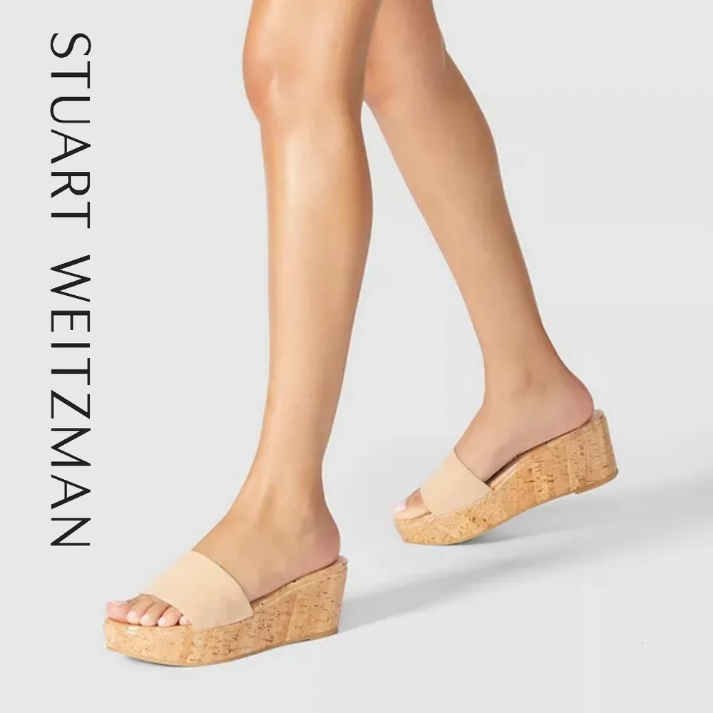 Stuart Weitzman Summer Wedge Sandals Adobe Tan Size 9.5 US - Picture 2 of 6